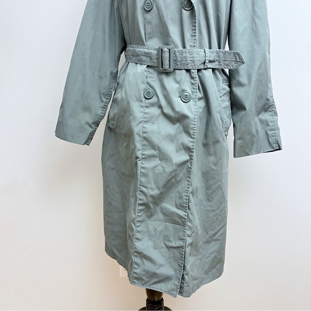 Vintage America Army Green Utility Belted Waist Double Button Trench Coat 42R - Picture 4 of 14